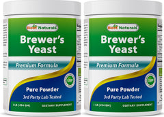 Best Naturals Brewers Yeast Powder 2-pack front label, purity and value for daily use.