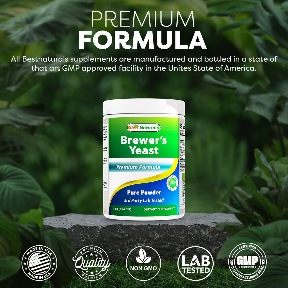 Best Naturals Brewers Yeast Powder packaging in USA facility indicating quality and safety standards.