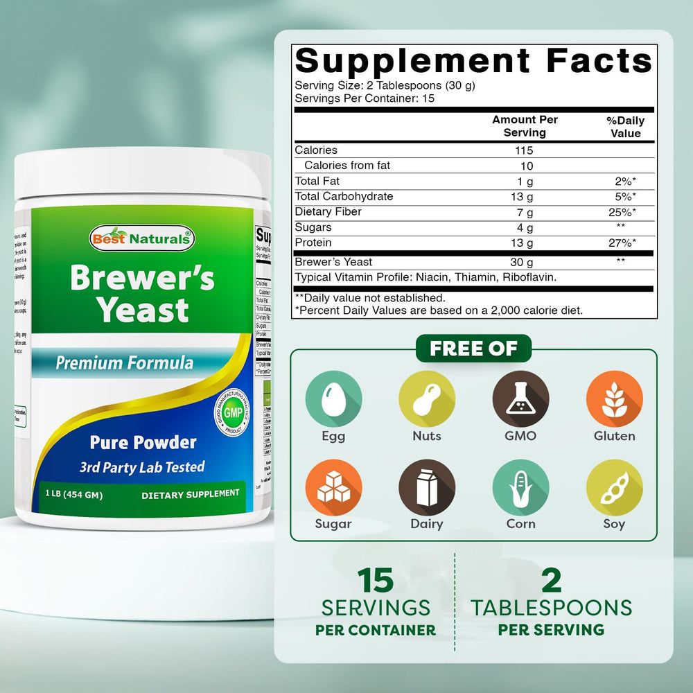 Best Naturals Brewers Yeast Powder serving scoop for easy measurement in recipes.