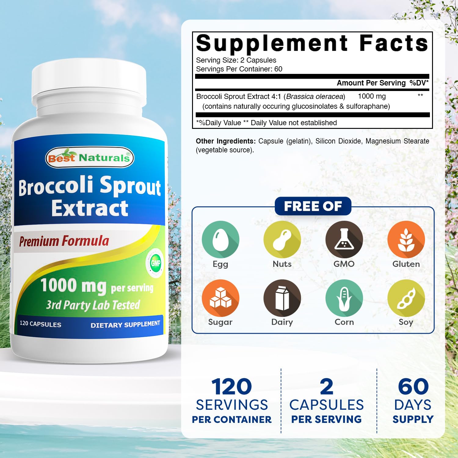 Capsules close-up highlighting easy daily supplementation with 1000 mg per serving.