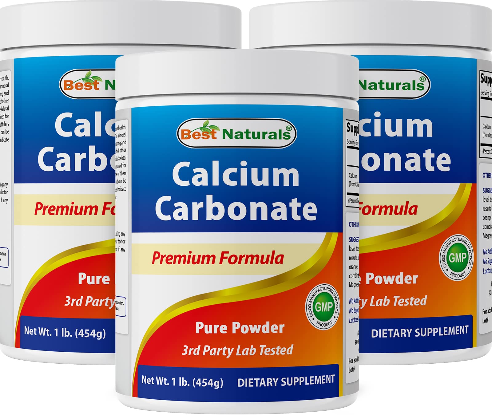 Best Naturals calcium carbonate powder bottle front view, highlighting food-grade quality for culinary use