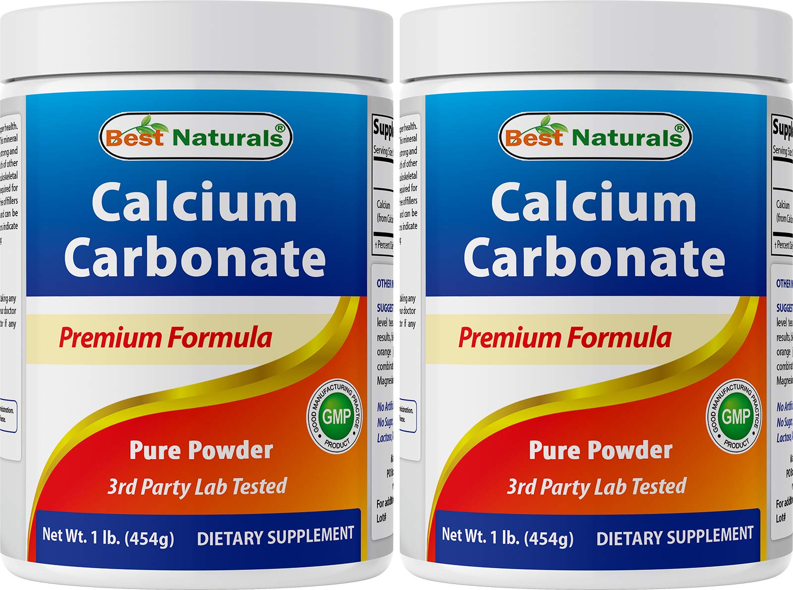 Best Naturals Calcium Carbonate Powder bottle displays pure food-grade formula.