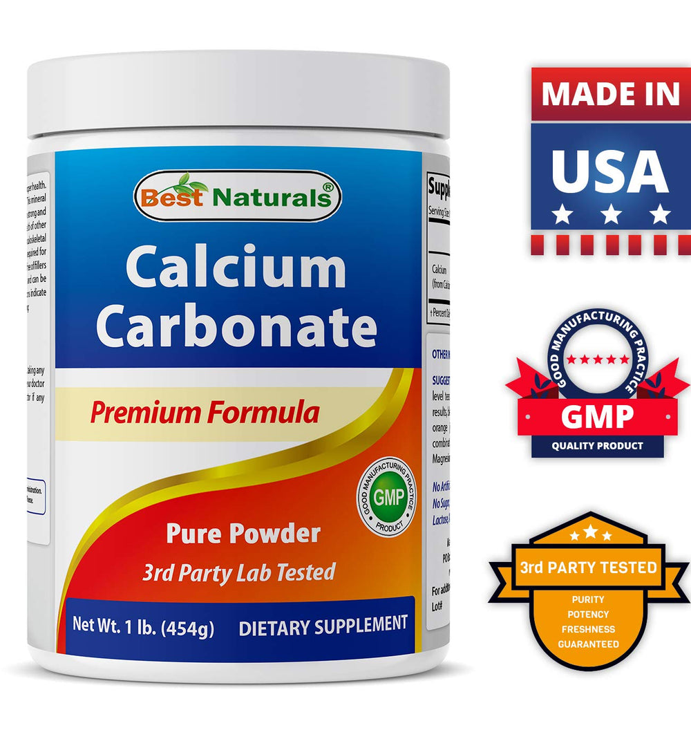 Best Naturals calcium carbonate powder ingredients panel highlighting no artificial additives