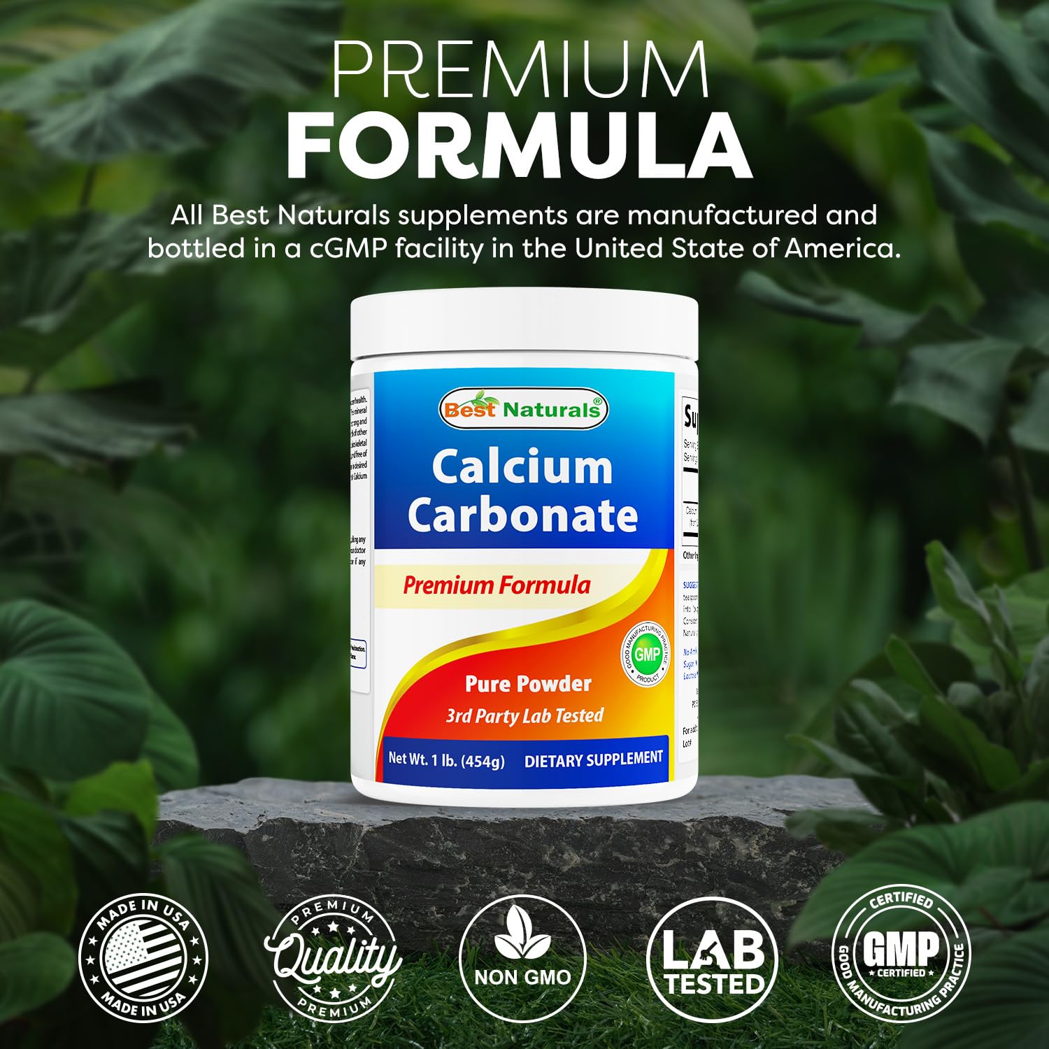 Best Naturals USA-made production shot emphasizes GMP compliance.