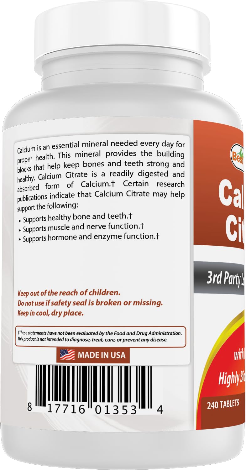 Best Naturals calcium citrate d-3 tablets, convenient daily supplement for bone support