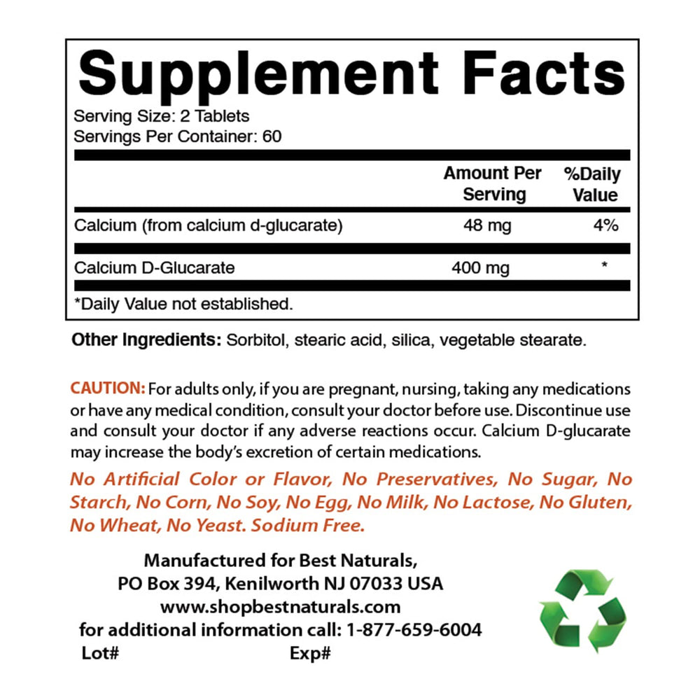 Best Naturals Calcium D-Glucarate bottle on a desk, easy supplementation.