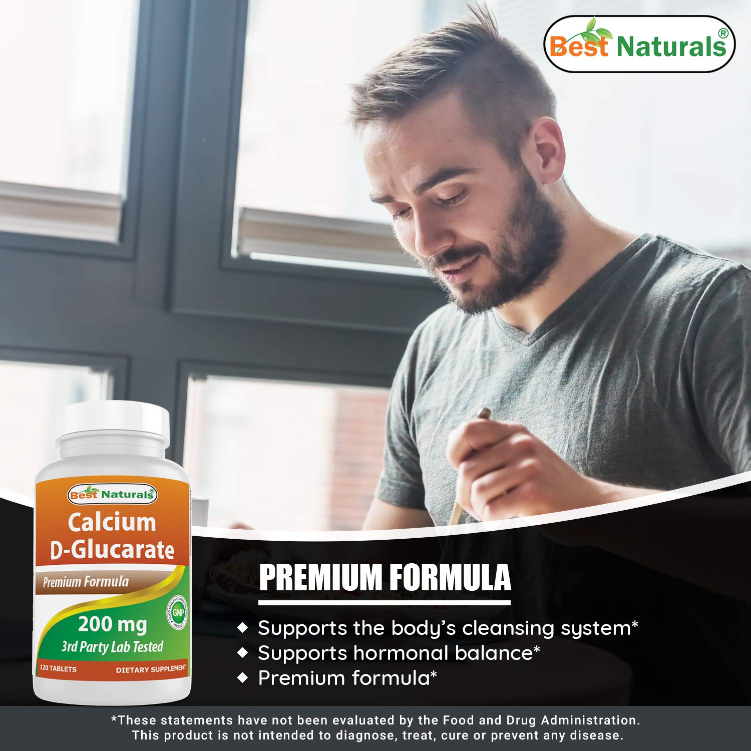 Best Naturals Calcium D-Glucarate gluten-free mark for allergy-conscious users.
