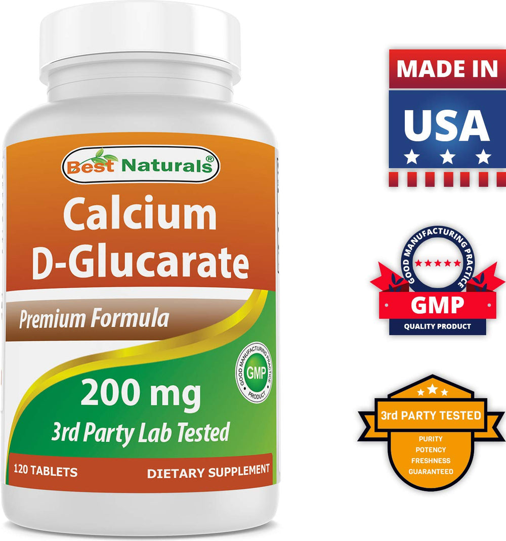 Best Naturals Calcium D-Glucarate ingredients panel highlights clean formula.