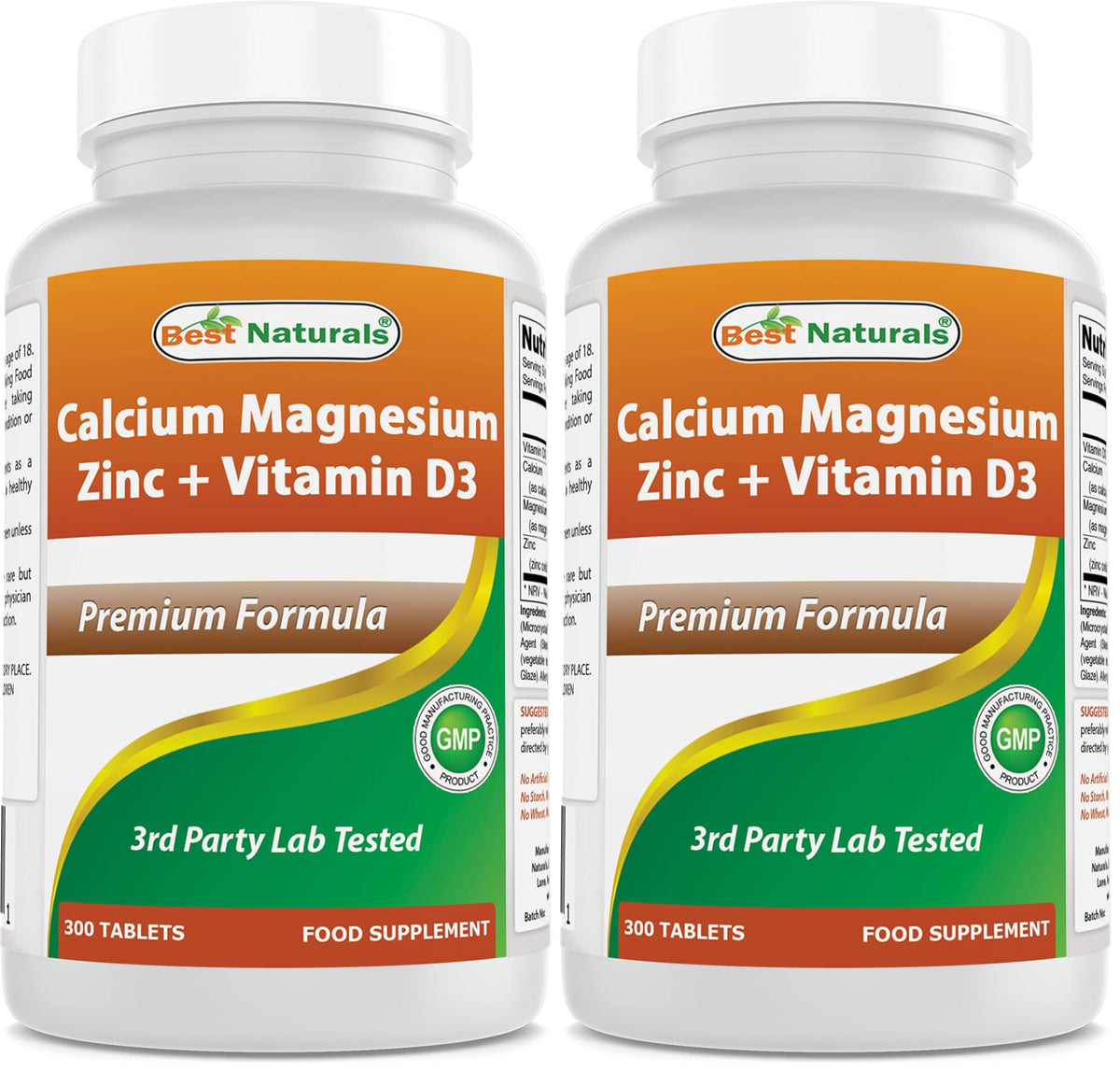 Best Naturals calcium magnesium zinc with vitamin d3 bottle front showing minerals for bone support