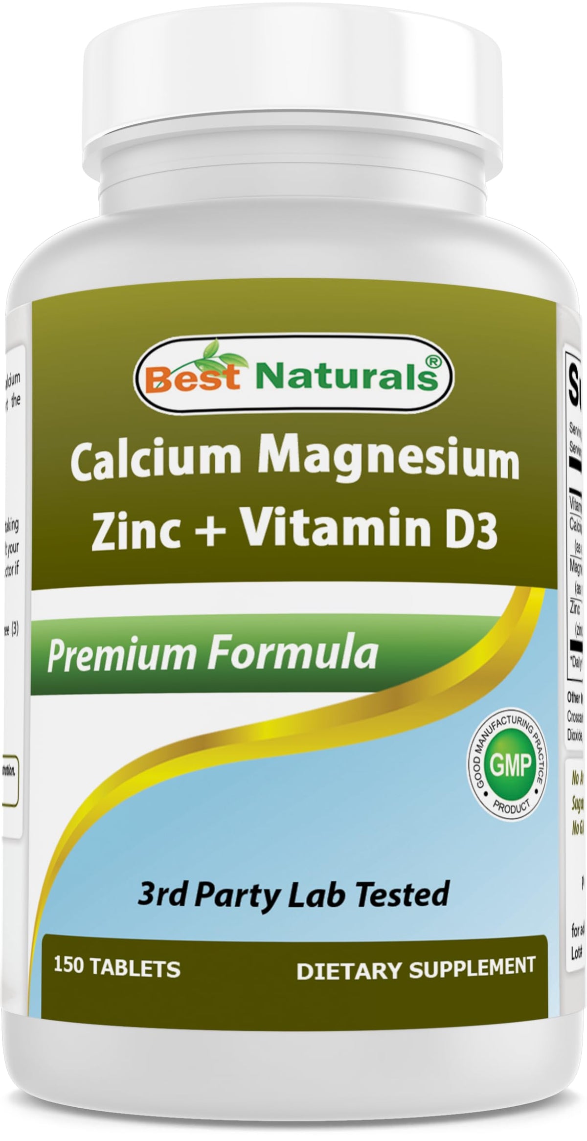 Best Naturals calcium magnesium zinc with vitamin d3 bottle front for daily bone-support routine