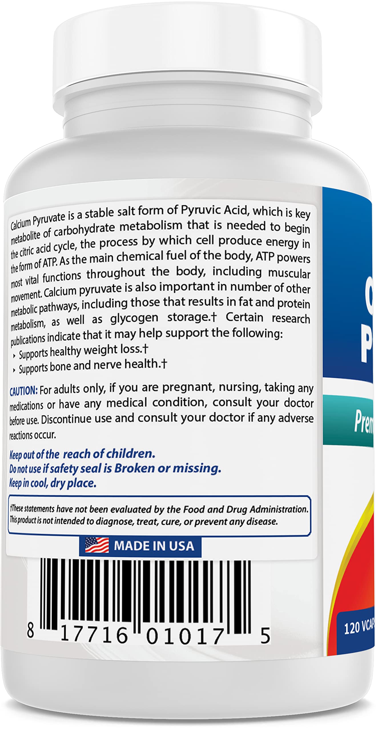 Serving size detail for Best Naturals Calcium Pyruvate 750 mg capsules