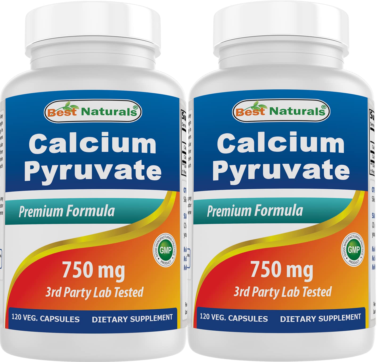 Best Naturals Calcium Pyruvate bottle shows 120 capsules for easy daily use.