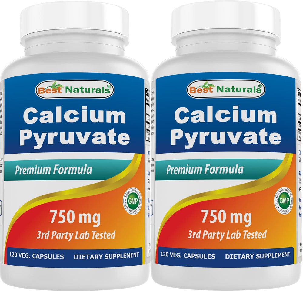 Best Naturals Calcium Pyruvate bottle shows 120 capsules for easy daily use.