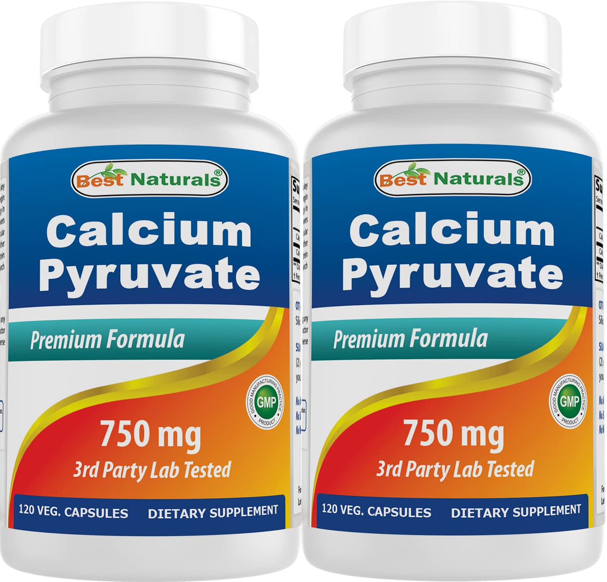 Best Naturals Calcium Pyruvate bottle shows 120 capsules for easy daily use.