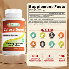 Label close-up highlights 600 mg per tablet and 180 tablets per bottle.