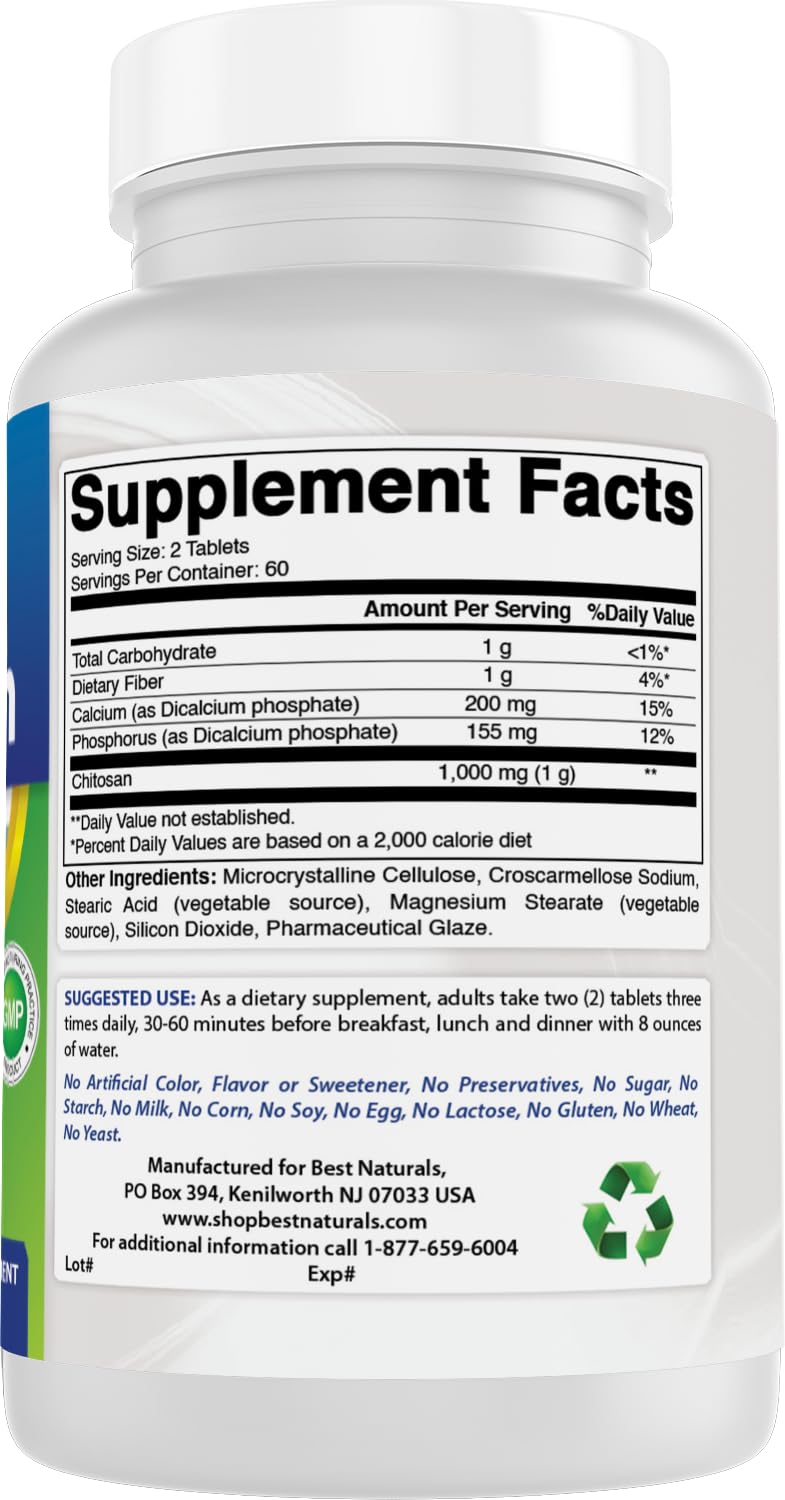 Best Naturals Chitosan no artificial ingredients listed on packaging