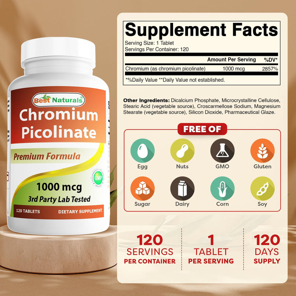 Close-up of two-pack Best Naturals bottles for long-term chromium support