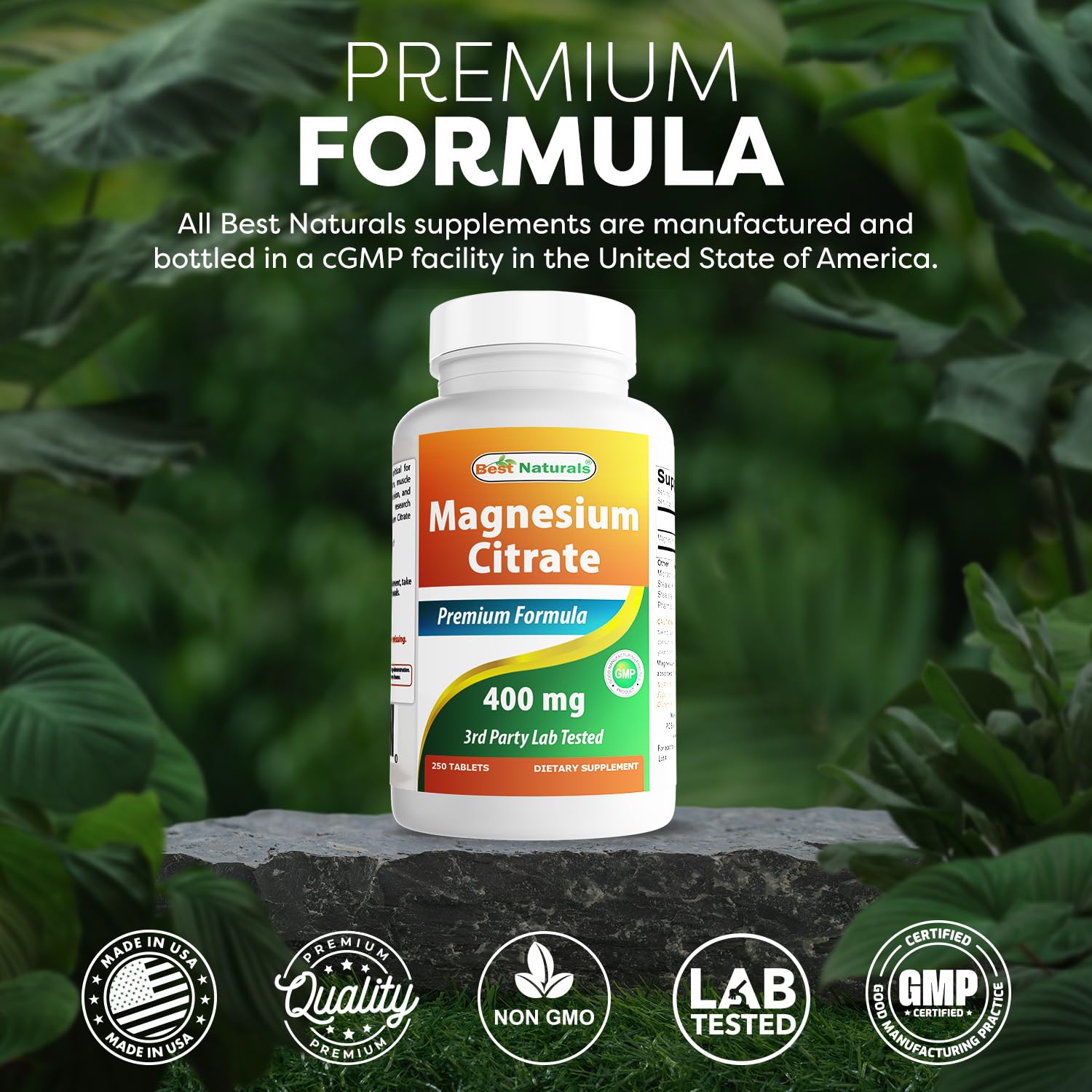 Proceso de producción en Estados Unidos para Best Naturals Citrato de Magnesio.