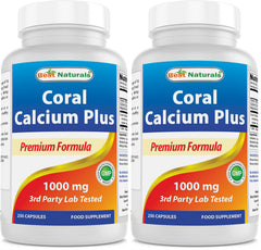 Best Naturals Coral Calcium Plus bottle with label showing 1000 mg per serving for daily calcium