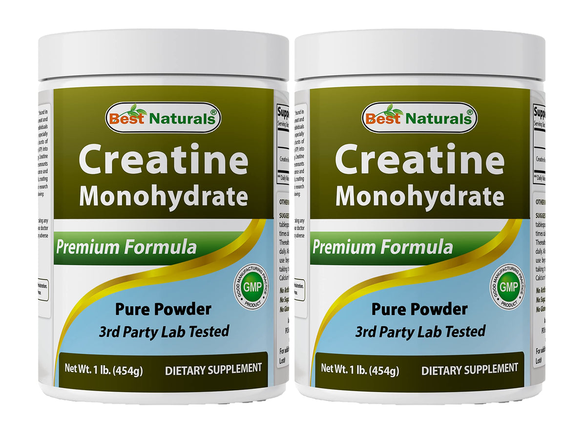 Best Naturals Creatine Monohydrate powder bottle with pure formula.