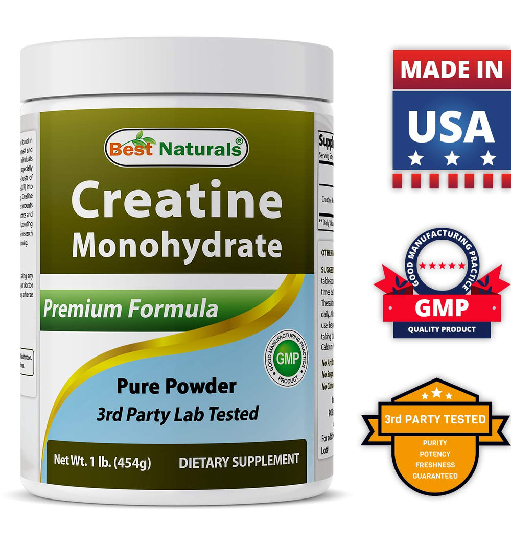 Best Naturals Creatine Monohydrate produced in a USA facility with GMP.