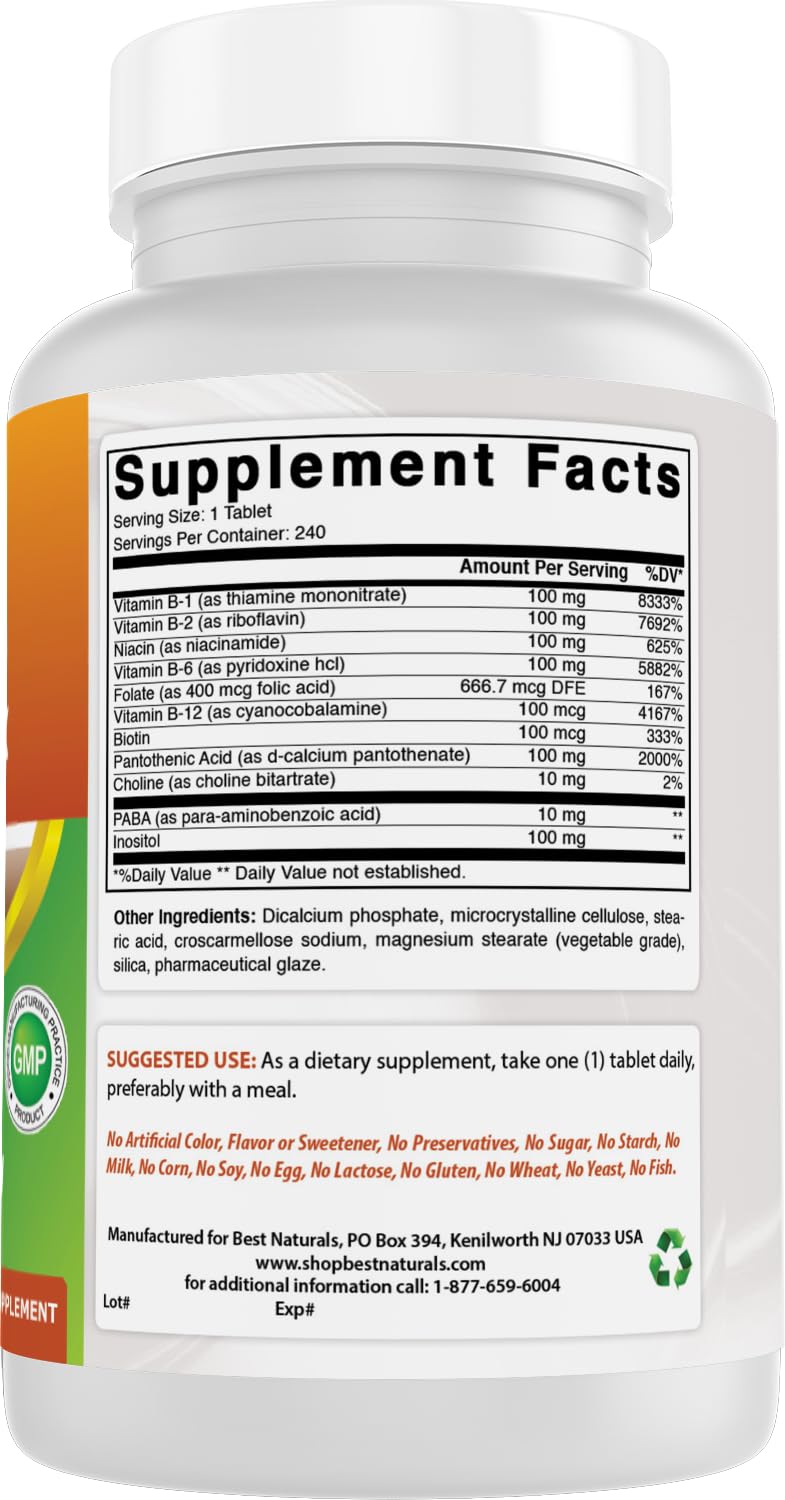 Best Naturals Vitamin B Complex on a tidy kitchen counter.