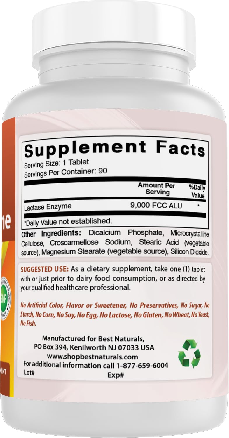 Nutrition-friendly supplement label showing dairy digestion support for meals.
