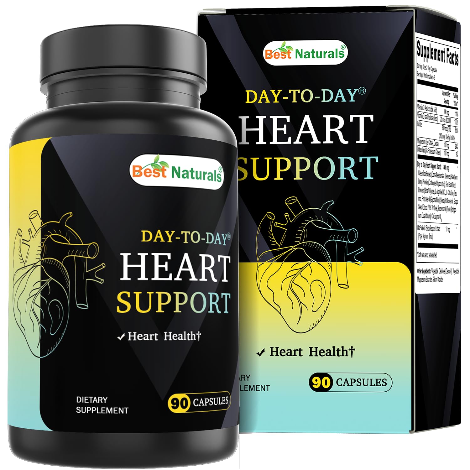 Best Naturals Day-to-Day Heart Health Support bottle for daily wellness.