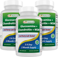 Best Naturals glucosamine chondroitin msm bottle front view for daily joint support.