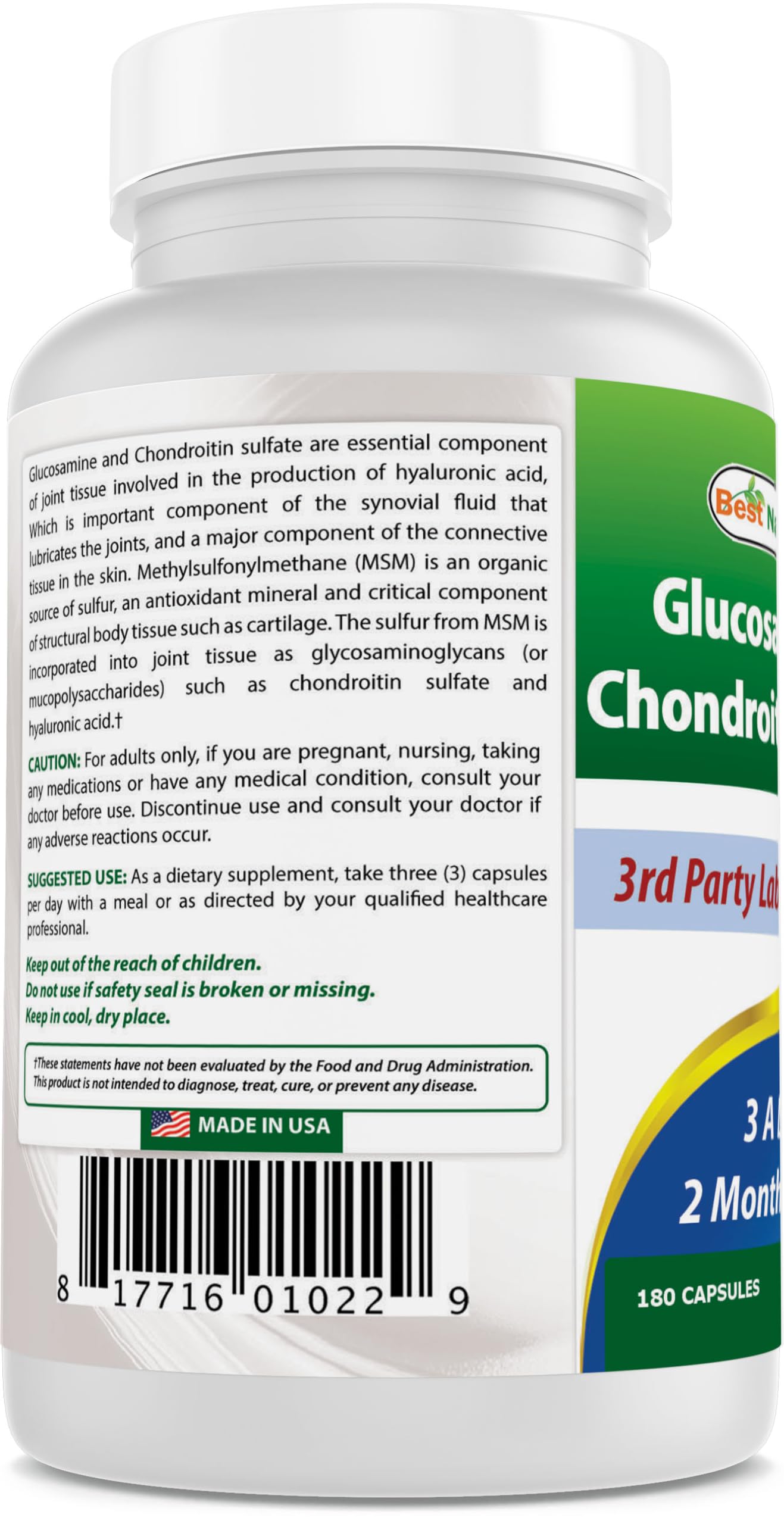 GMP and FDA-registered facility label on Best Naturals product boosts credibility.