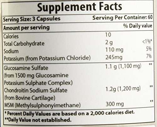 Sodium-free formula of Best Naturals glucosamine chondroitin MSM.