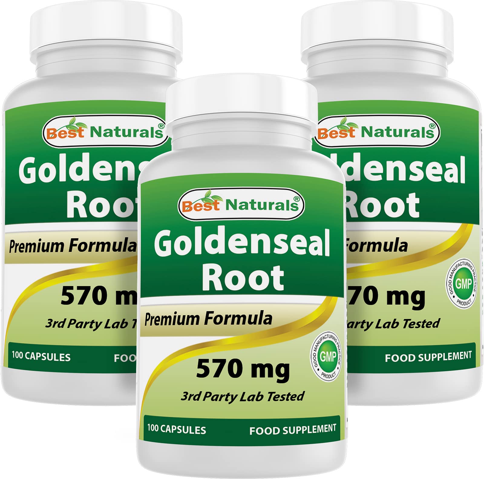 Best Naturals Goldenseal Root 570 mg bottle for daily use.