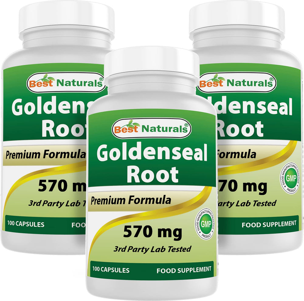 Best Naturals Goldenseal Root 570 mg bottle for daily use.