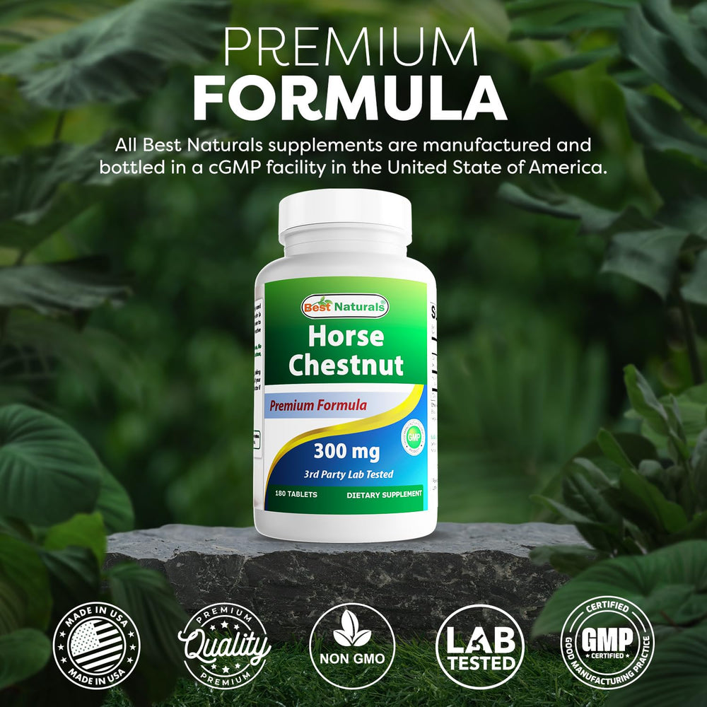 Best Naturals production facility badge indicates GMP-compliant, FDA registered.
