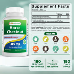 Best Naturals Horse Chestnut Extract tablets close-up for easy daily dosage.