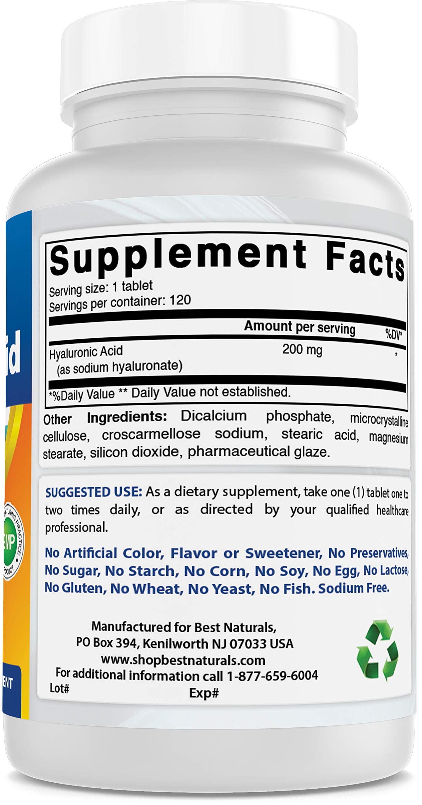 Best Naturals Hyaluronic Acid bottle with Made in USA badge