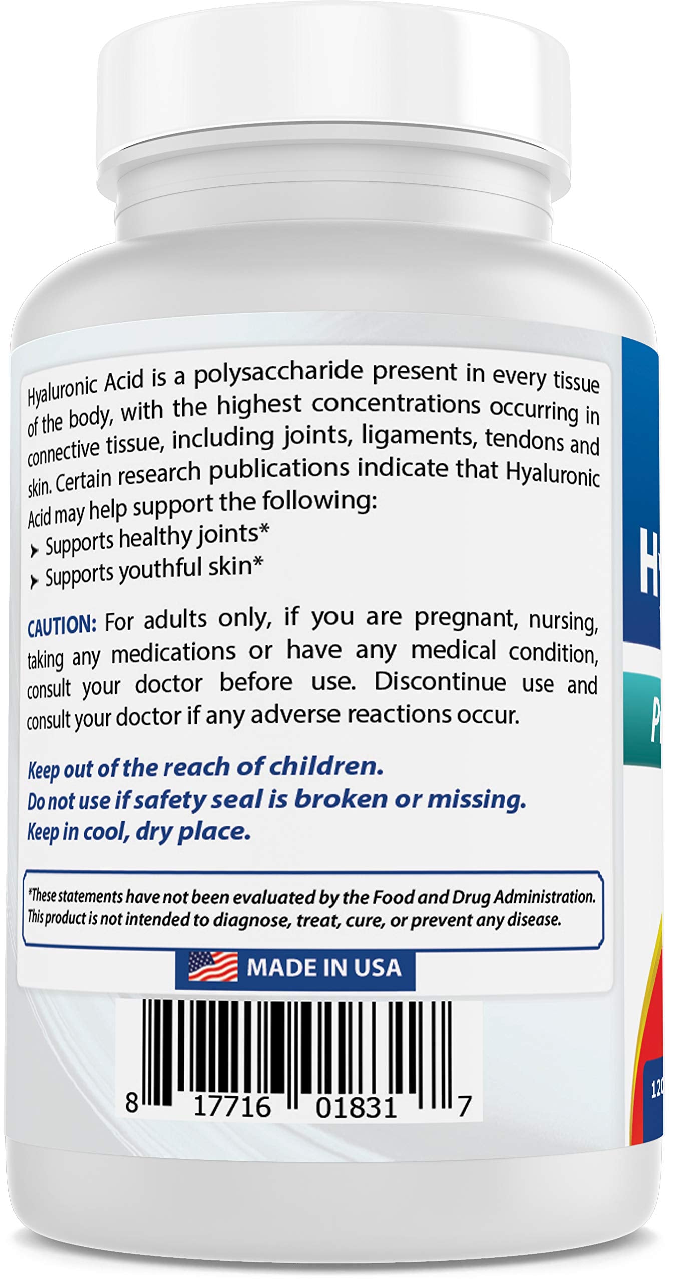 Best Naturals Hyaluronic Acid packaging emphasizes non-GMO and gluten-free benefits