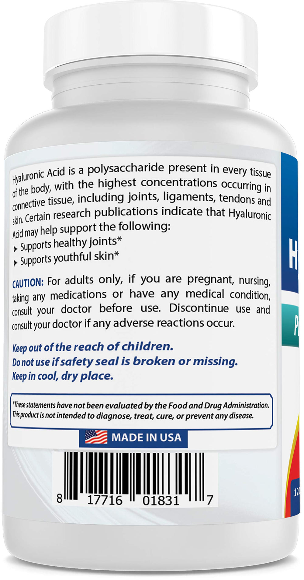 Best Naturals Hyaluronic Acid packaging emphasizes non-GMO and gluten-free benefits