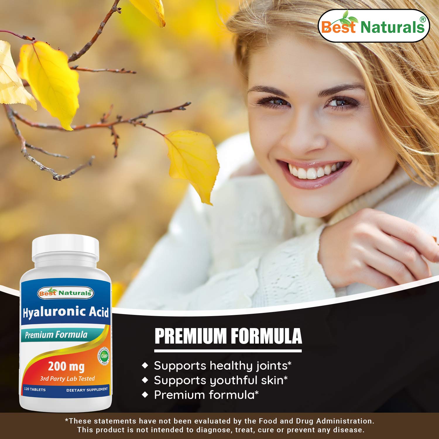 Best Naturals Hyaluronic Acid tablets on hand illustrate easy daily use