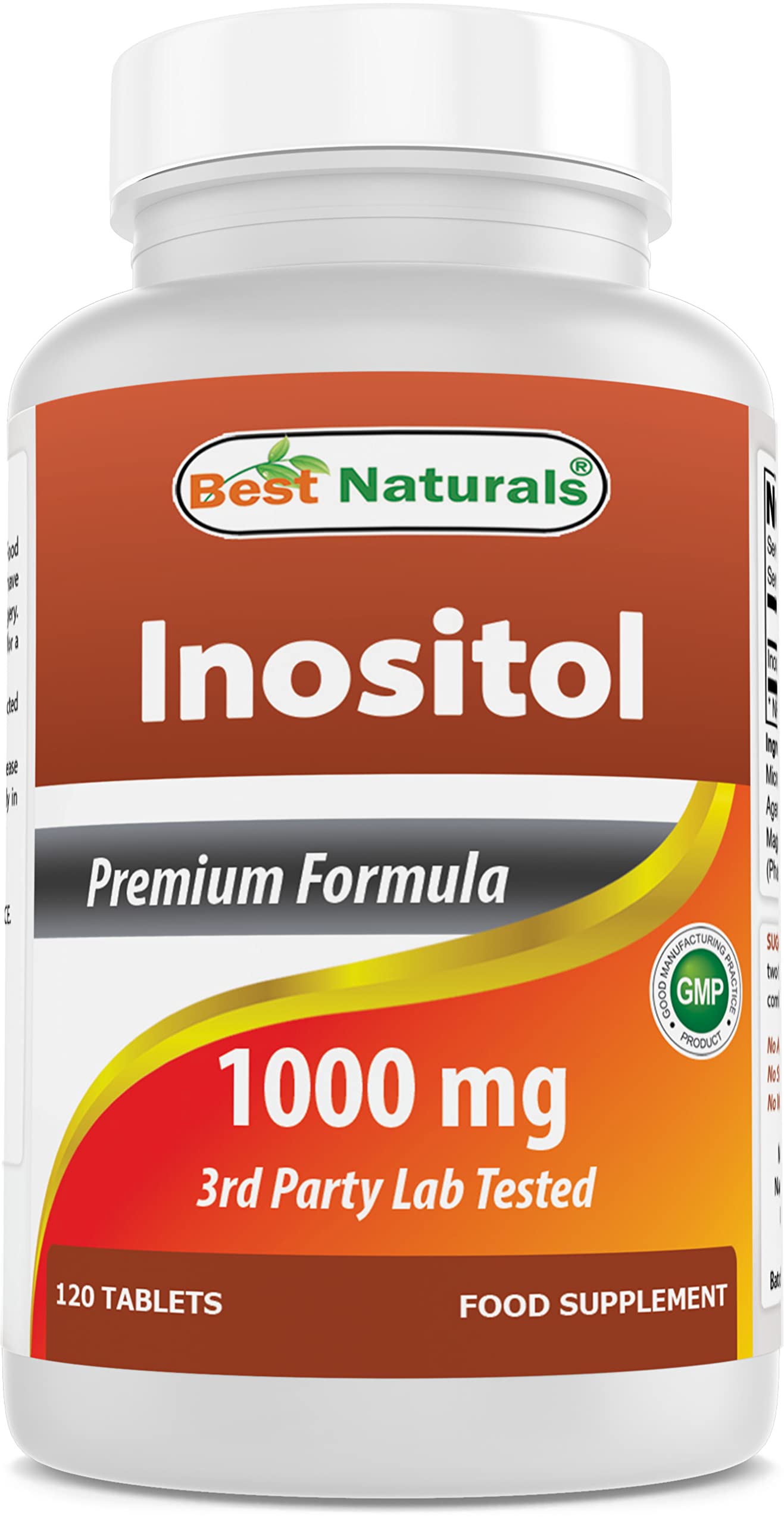 Best Naturals Inositol 1000mg tablets bottle for daily supplementation