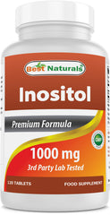Best Naturals Inositol 1000mg tablets bottle for daily supplementation