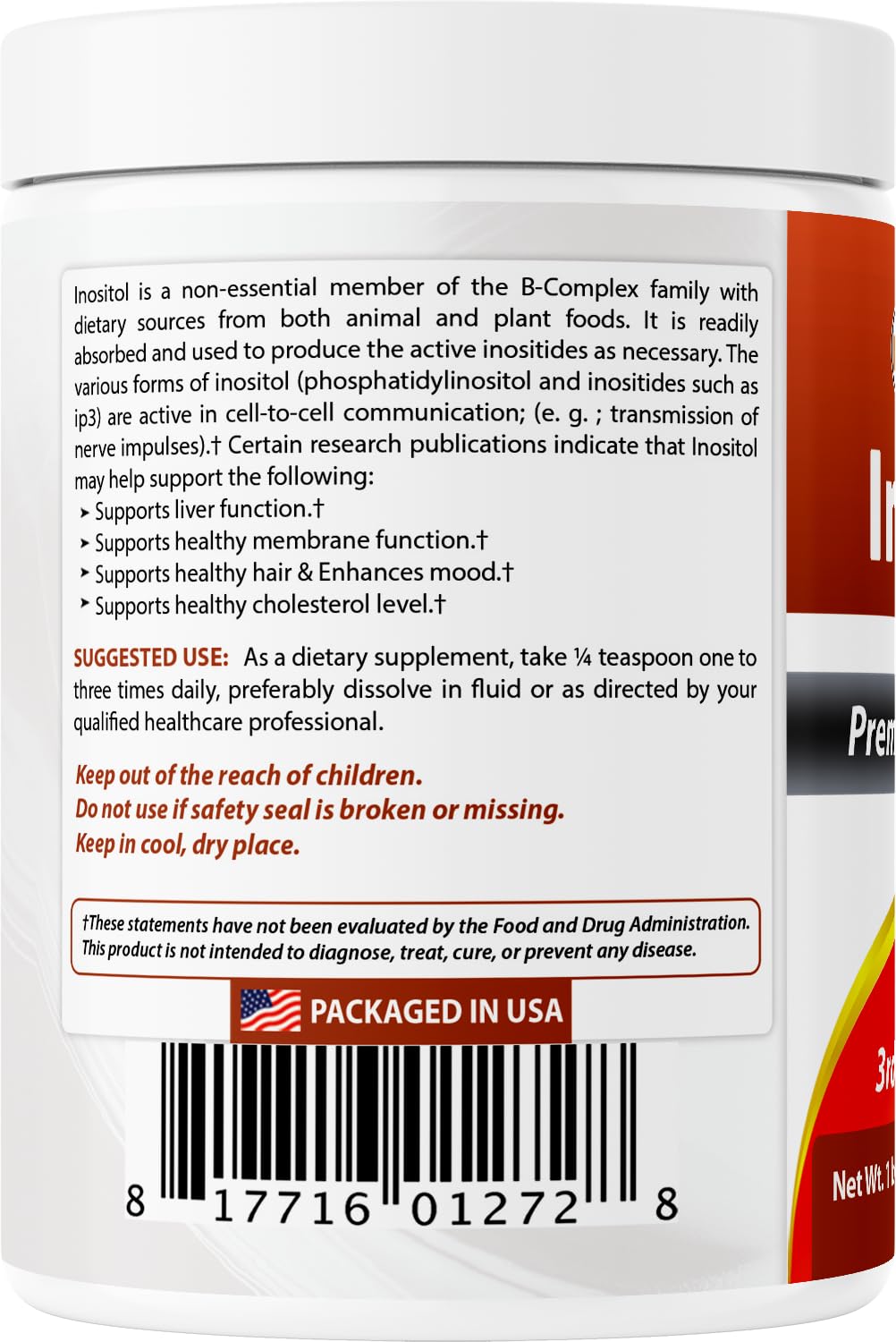 Best Naturals Inositol Powder stirred in a glass for a smooth drink.
