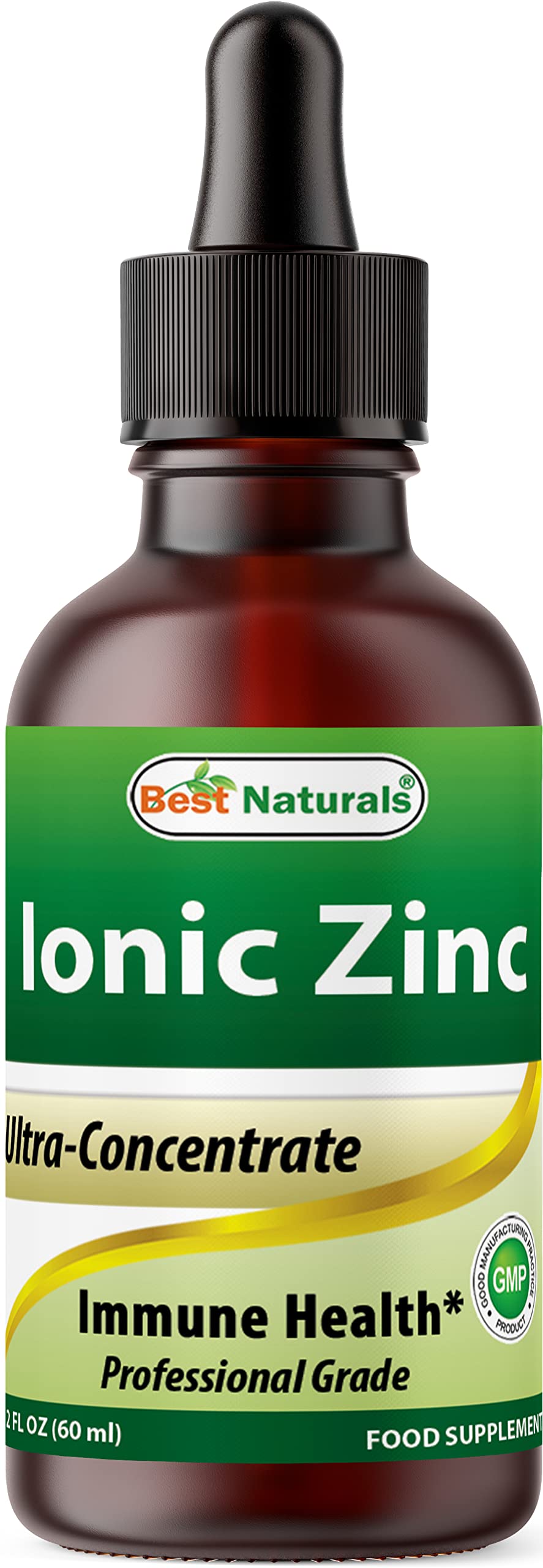 Best Naturals Ionic Liquid Zinc bottle front shows premium glass packaging for purity.