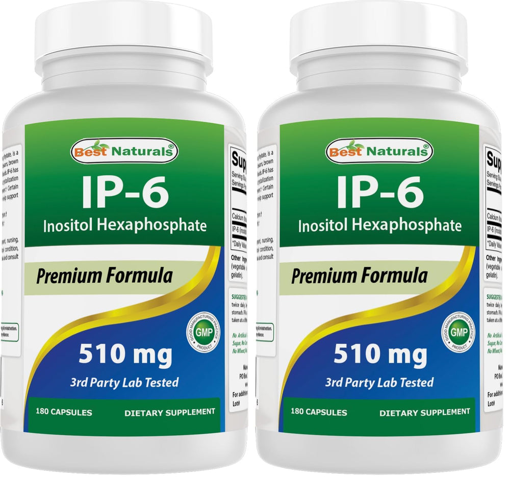 Best Naturals IP-6 510 mg bottle front view for daily wellness routines.