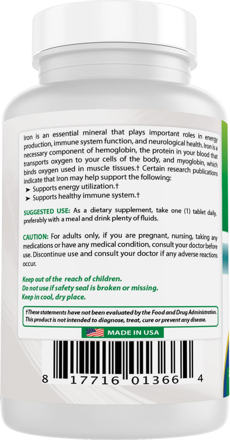 Best Naturals Iron Supplement non-GMO gluten-free badge for clean ingredients.