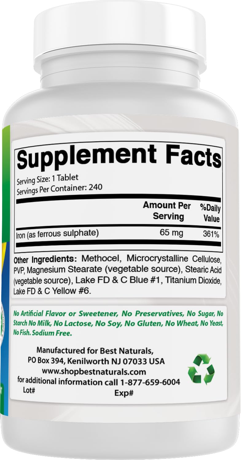 Best Naturals Iron Supplement third-party lab testing seal for purity.
