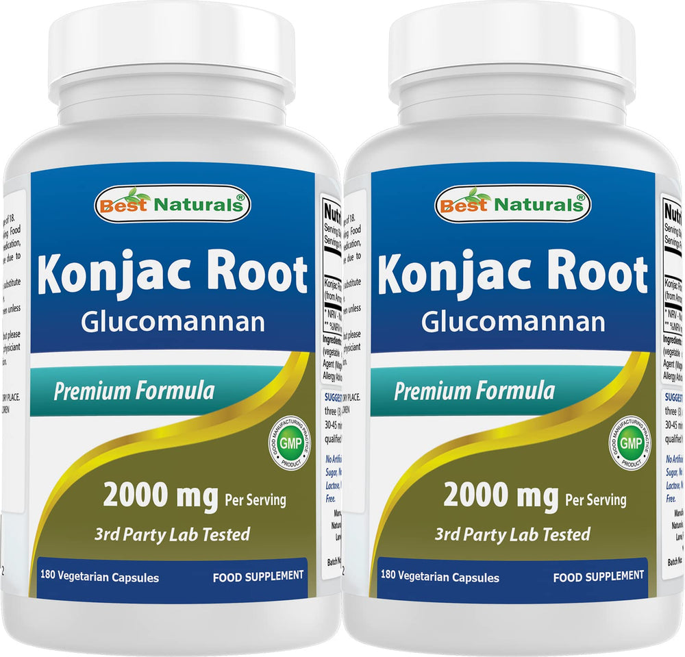 Best Naturals Konjac glucomannan bottle front view, premium fiber supplement to support satiety