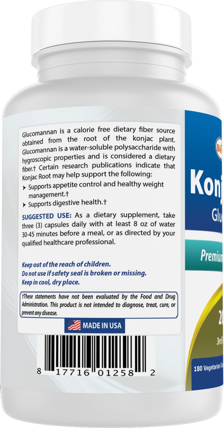 Best Naturals Konjac bottle top view showing compact capsules for daily routine