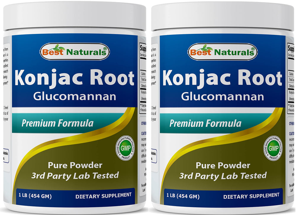Best Naturals Konjac Glucomannan bottle shown with label highlighting purity and reliability.