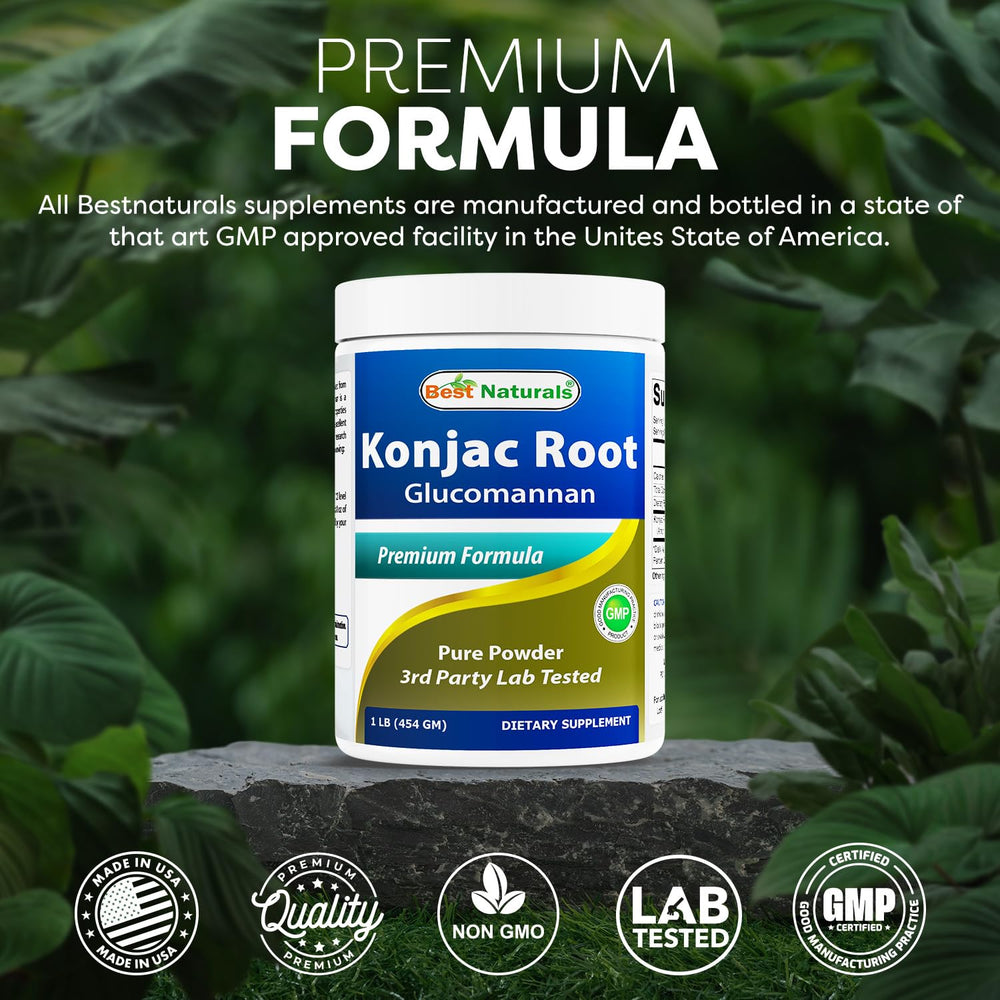 Best Naturals Konjac Glucomannan used in a kitchen setting for smoothies.